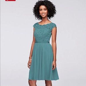 Davids bridal bridesmaid dress teal blue